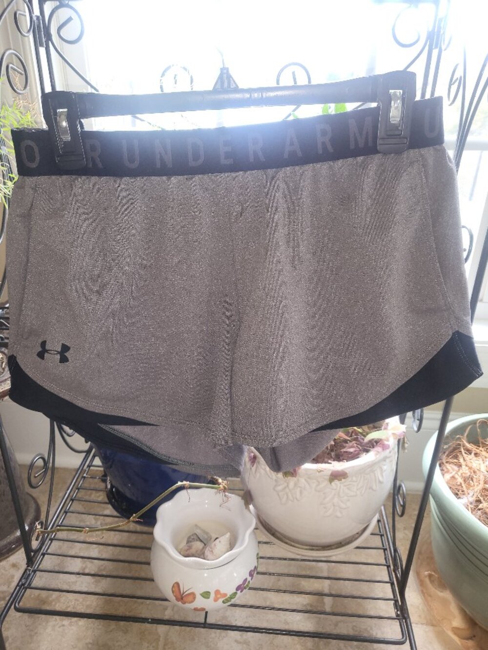 Under Armour Play Up 3.0 Shorts Gray Black Medium MD Loose